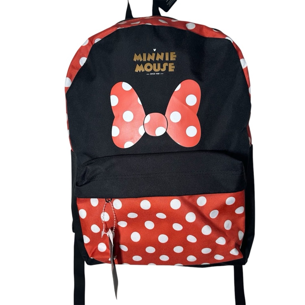 Bioworld - Disney Minnie Mouse Bow, Red and Black Polka Dot Backpack- Full-size